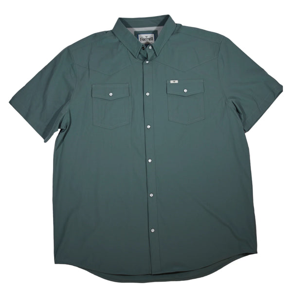 M Short Sleeve Snap Shirt- Aqua