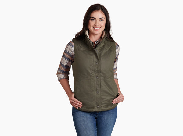 W Celeste Lined Vest- Sage