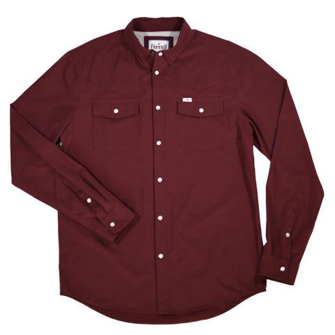 Long Sleeve Snap Shirt- Maroon