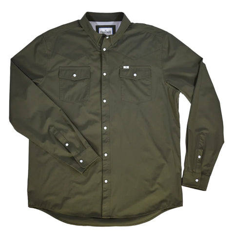 Long Sleeve Snap Shirt- Olive Green