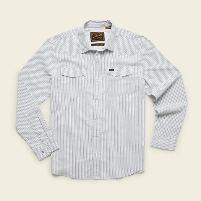 H Bar B Tech Longsleeve- Gambler Stripe: White