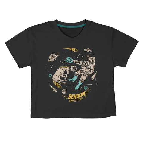 To Space Crop Tee- Black