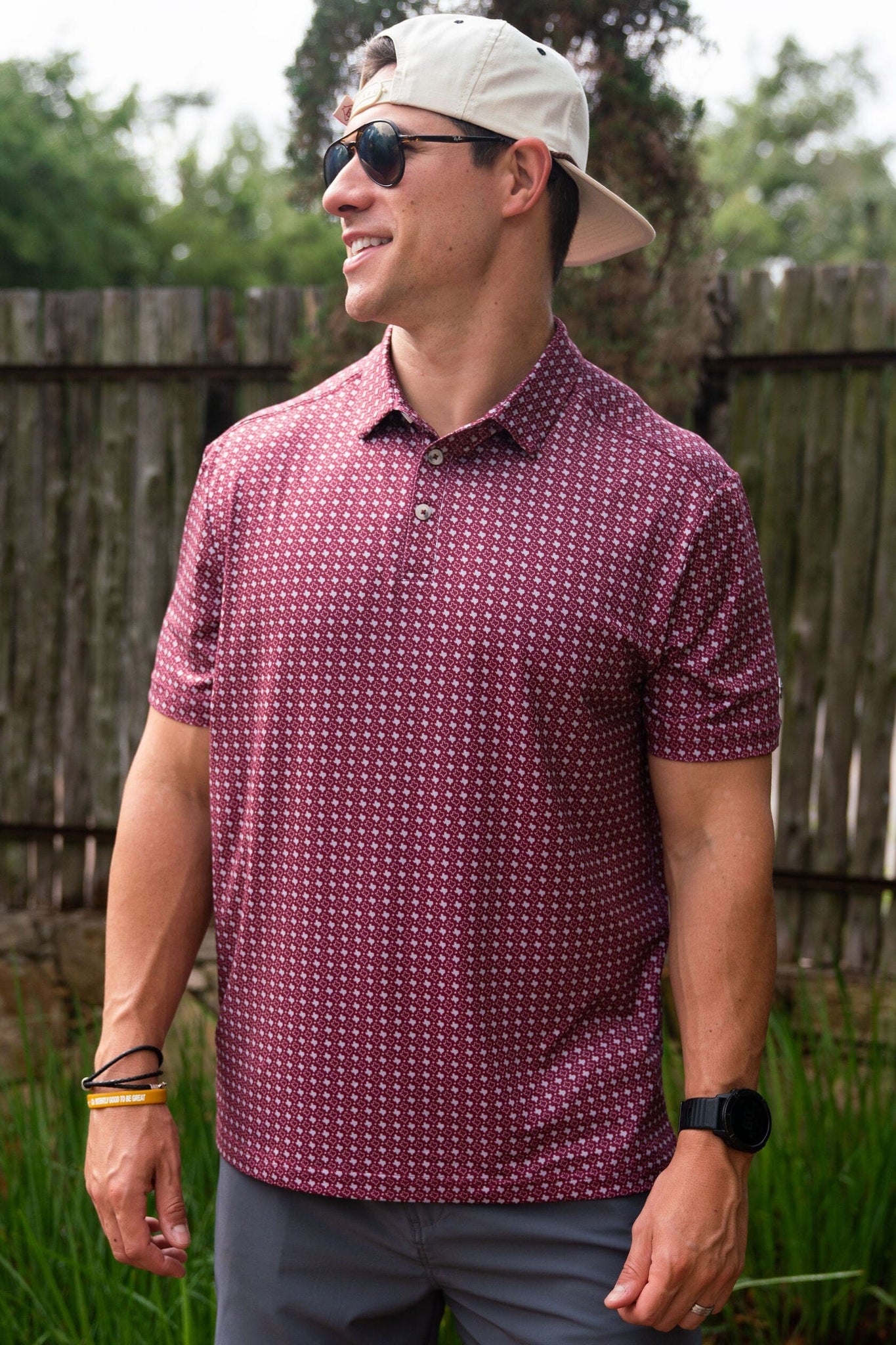 Burlebo- Performance Polo- Texas Maroon- Front