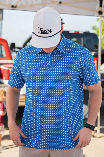 Performance Polo- Texas - Blue & White